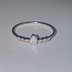 14K White Gold Pear Diamond Accent Ring (.13ct Total Weight)